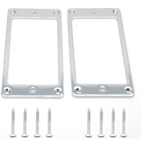 harpfeas 2PCS Flat Metal Humbucker Pickup Mounting Ring Set - Bridge Neck Pickups Cover Frame Replacement Part for Electric Guitar or Precision Bass (Chrome) in Kuwait