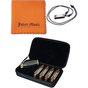 Hohner Special 20s SPC Harmonica 5-Pack- Keys of G, A, C, D, E Bundle with Juliet Music Polish Cloth and Hohner N38 Mini Harmonica