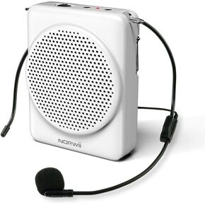 نوروي سماعة رأس صغيرة للميكروفون ومكبر صوت صغير، شحن سريع لمدة 3 ساعات وتشغيل حتى 30 ساعة، مكبر صوت شخصي محمول للمعلمين والتدريب والدليل السياحي، إلخ (ابيض) in Kuwait