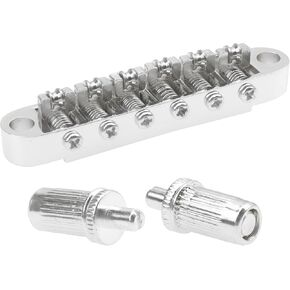 Yootones Tune-O-Matic Roller Saddle Guitar Bridge with Post Hole 6.3mm Replacement Set Compatible with Les Paul LP SG 6 String Electric Guitars (Golden)