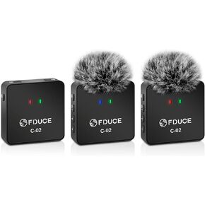 FDUCE UHF Wireless Lavalier Microphone System, Compatible with phones and Cameras for YouTube, Tiktok, Interview(Dual Transmitters)
