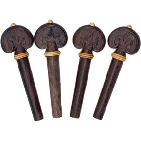 SKY Brand New 4/4 Full Size Rosewood Hand Carved Violin Pegs Endpin Set Dark Color