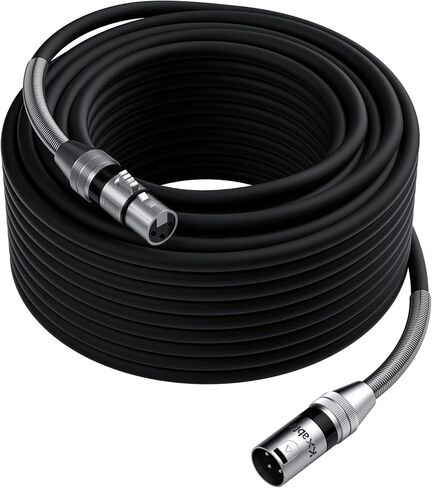XLR to XLR Cable 15 Feet, Premium XLR Microphone Cable, Heavy Duty 22AWG OFC XLR Male to Female Cord, 3-Pin Shielded Mic Speaker Cable, Zinc Alloy Connectors, Metal Spring SR, Black in Saudi Arabia