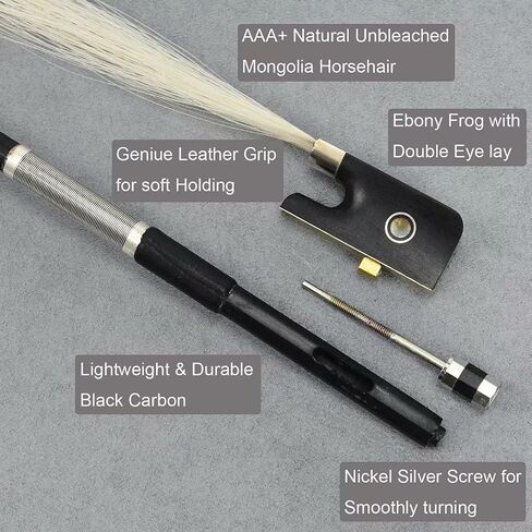 Black Carbon Fiber Cello bow Full Size 4/4 Lightweight Ebony Frog Black Mongolian Horsehair Cool Looking in Saudi Arabia
