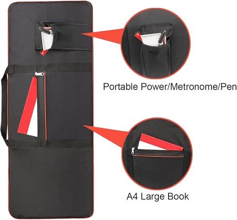 Sanseenia 61 Key Keyboard Case, Waterproof Oxford Keyboard Carrying Case with 2 Pockets, Padded Electric Keyboard Gig Bag Piano Case with Handles and Adjustable Sholder Straps in Kuwait