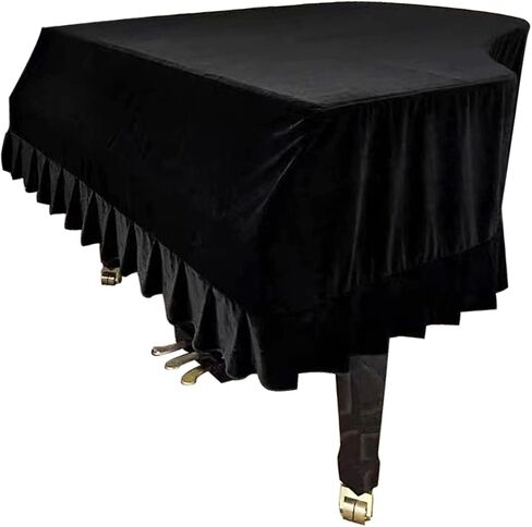 غطاء بيانو كبير مقاوم للغبار من ESYUEL غطاء واقٍ للبيانو الكبير للأطفال قابل للغسل مع غطاء بيانو مثلث كامل مخملي مقاس 70.87 بوصة × 59 بوصة × 18.9 بوصة (أسود-M) in Kuwait