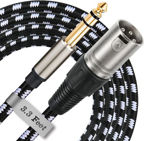 كابل Sound Harbour XLR إلى 1/4 بطول 10 أقدام، TRS 6.35 مم إلى مقبس ذكر XLR - كابل توصيل متوازن مجدول من النايلون in Kuwait