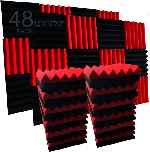 48 بلاط حائط من الفوم الصوتي من بلاط الحائط عازل للصوت 12 بوصة × 12 بوصة × 2 بوصة in Kuwait