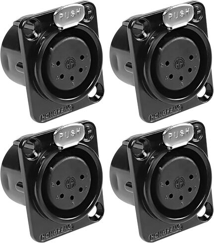 XMSJSIY 5 Pin XLR لوحة جبل موصل XLR أنثى مقبس مكبر الصوت موصل ميكروفون D- نوع الهيكل لحام للآلات الموسيقية الميكروفون - 4 قطع ... (5 دبابيس أنثى) in Kuwait