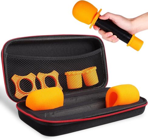 Dual Mic Bag:Wireless Handheld Microphone Case Portable Microphone Storage Bag,with EVA Hard Shell Exterior&Sponge Padded Interior,Case Only in Saudi Arabia