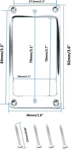 harpfeas 2PCS Flat Metal Humbucker Pickup Mounting Ring Set - Bridge Neck Pickups Cover Frame Replacement Part for Electric Guitar or Precision Bass (Chrome) in Kuwait