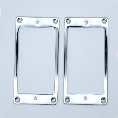 harpfeas 2PCS Flat Metal Humbucker Pickup Mounting Ring Set - Bridge Neck Pickups Cover Frame Replacement Part for Electric Guitar or Precision Bass (Chrome) in Kuwait