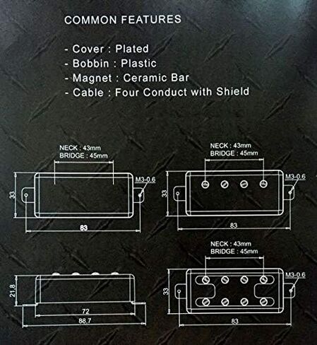 Guyker Bass Mudbucker Pickups - Artec Neck or Bridge Pickup Replacement Parts for 4 String Sidewinder Bass Guitar (EBC4, 1 Piece) in Saudi Arabia