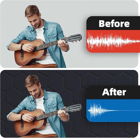 الواح فوم عازلة للصوت 18 قطعة مقاس 12 انش × 10 انش × 0.4 انش - الواح صوتية ذاتية اللصق، مقاومة للاشتعال، تصميم سداسي أنيق، رائعة لتقليل الضوضاء والقضاء على الصدى (NRC>0.9) in Kuwait