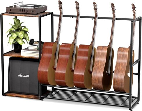 HOYRR Guitar Rack,Electric Guitar Stand,Guitar Stand Multiple Guitars,Multiple Guitar Stand,Guitar Rack with 3 Layers of Dividers,For Guitar Amplifier and Guitar Storage.(Size 53X14X33 in) in Kuwait