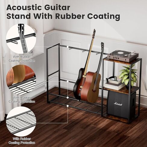 HOYRR Guitar Rack,Electric Guitar Stand,Guitar Stand Multiple Guitars,Multiple Guitar Stand,Guitar Rack with 3 Layers of Dividers,For Guitar Amplifier and Guitar Storage.(Size 53X14X33 in) in Kuwait