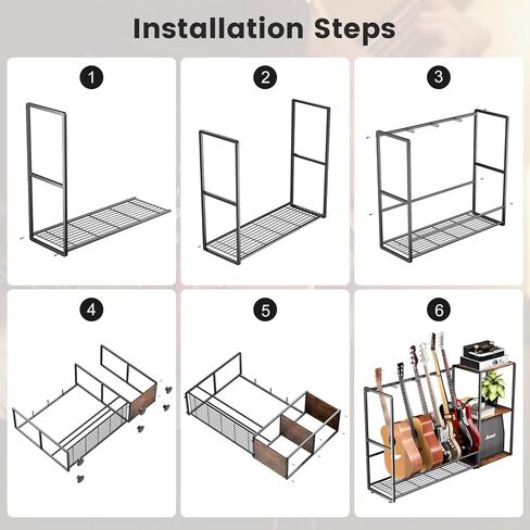 HOYRR Guitar Rack,Electric Guitar Stand,Guitar Stand Multiple Guitars,Multiple Guitar Stand,Guitar Rack with 3 Layers of Dividers,For Guitar Amplifier and Guitar Storage.(Size 53X14X33 in) in Kuwait