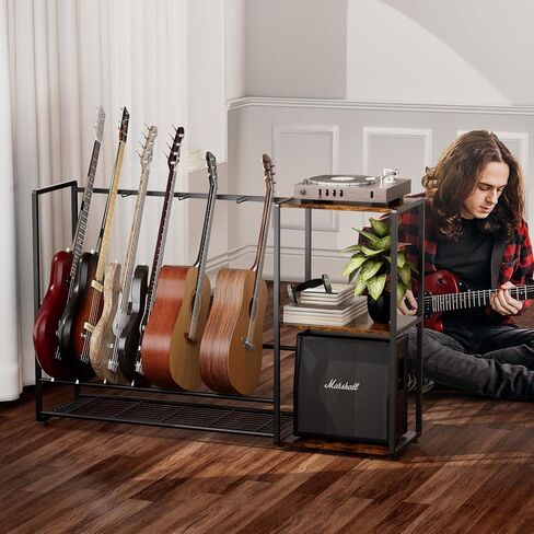 HOYRR Guitar Rack,Electric Guitar Stand,Guitar Stand Multiple Guitars,Multiple Guitar Stand,Guitar Rack with 3 Layers of Dividers,For Guitar Amplifier and Guitar Storage.(Size 53X14X33 in) in Kuwait