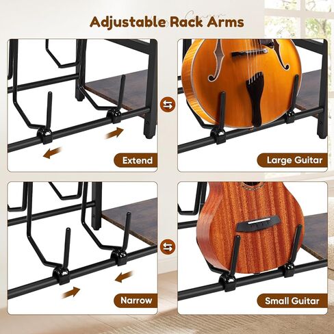 BOEASTER Guitar Stand 2-Tier for Acoustic, Electric Guitar, Bass, Record Player Stand with Vinyl Records Storage Up to 200 Albums, Guitar Rack with Amp Stand for Studio, Living Room Bedroom in Kuwait