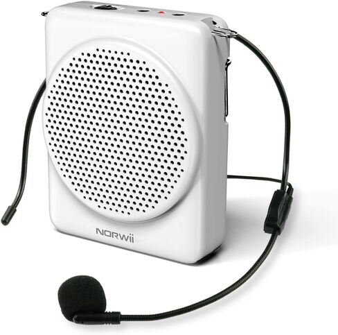 نوروي سماعة رأس صغيرة للميكروفون ومكبر صوت صغير، شحن سريع لمدة 3 ساعات وتشغيل حتى 30 ساعة، مكبر صوت شخصي محمول للمعلمين والتدريب والدليل السياحي، إلخ (ابيض) in Kuwait