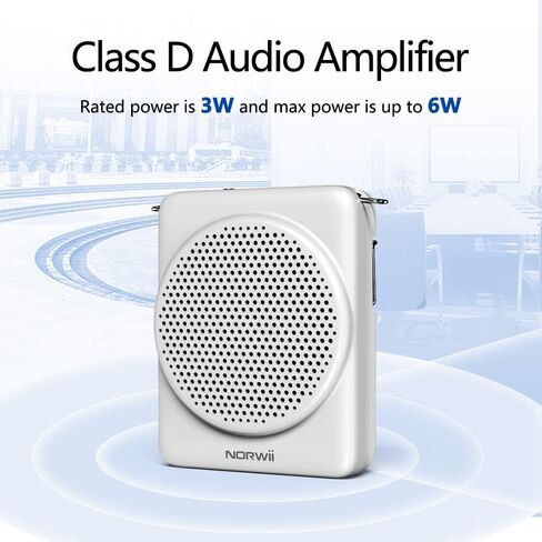 نوروي سماعة رأس صغيرة للميكروفون ومكبر صوت صغير، شحن سريع لمدة 3 ساعات وتشغيل حتى 30 ساعة، مكبر صوت شخصي محمول للمعلمين والتدريب والدليل السياحي، إلخ (ابيض) in Kuwait