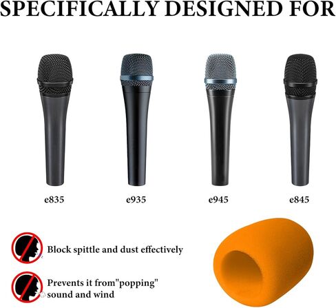 جيكريا مصد رياح من الفوم متوافق مع سينهايزر E 935 وE 945 وE 835 وE 845-S من اجل كريتور، غطاء من الفوم المضاد للفرقع، غطاء ميكروفون وفلتر اسفنجي (برتقالي/ عبوتان) in Kuwait