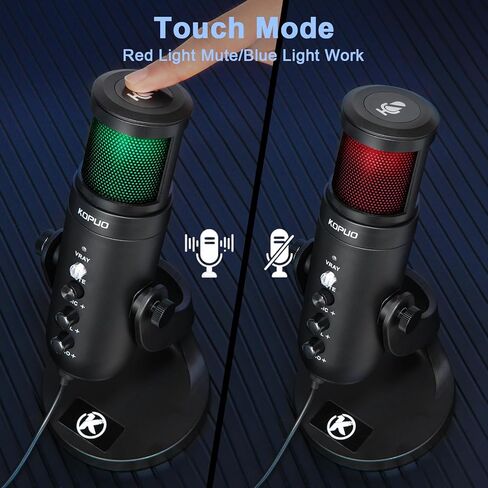 KOPUO RGB USB Gaming/Podcast Computer Microphone, Condenser Desktop Singing PC Mic, Dynamic Heart-Shaped Directional Mics for Radio/Vocal/Voice/PS4/PS5/Mac/YouTube/Live Streaming/Media/Recording in Kuwait