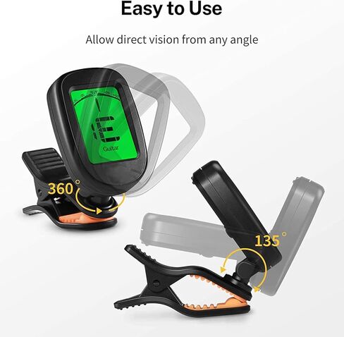 SDYQD 2 حزمة موالف الغيتار القيثارة كليب على الغيتار الكهربائي الصوتي باس المندولين الكمان البانجو كبير واضح شاشة LCD موالف الغيتار موالف لوني in Kuwait