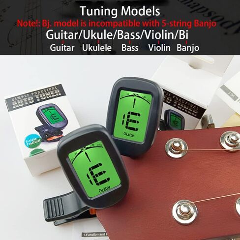 SDYQD 2 حزمة موالف الغيتار القيثارة كليب على الغيتار الكهربائي الصوتي باس المندولين الكمان البانجو كبير واضح شاشة LCD موالف الغيتار موالف لوني in Kuwait