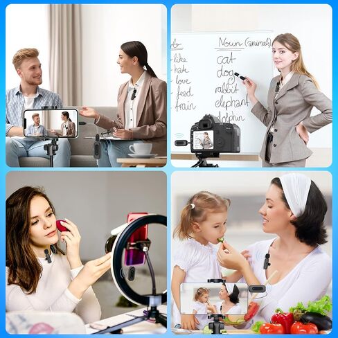 ميكروفون ZMOTG اللاسلكي Lavalier، ميكروفون على شكل طية صدر السترة لهاتف iPhone/Android/الكاميرا/الكمبيوتر الشخصي، ميكروفون صغير بمشبك مع 3 محولات كابل لتسجيل الفيديو، YouTube، TikTok، مدونات الفيديو، المقابلات، والبث المباشر in Kuwait