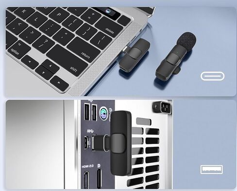 ميكروفون لاسلكي لأجهزة Android، iPhone (new 15)، الكمبيوتر الشخصي، الكمبيوتر المحمول، iPad (USB-C)، الكمبيوتر اللوحي، الكاميرا، التوصيل، تسجيل الفيديو، البث المباشر، تسجيل الفيديو، يوتيوب، مقابلة، Instagram، Facebook، TikTok (حزمة واحدة) ) in Kuwait