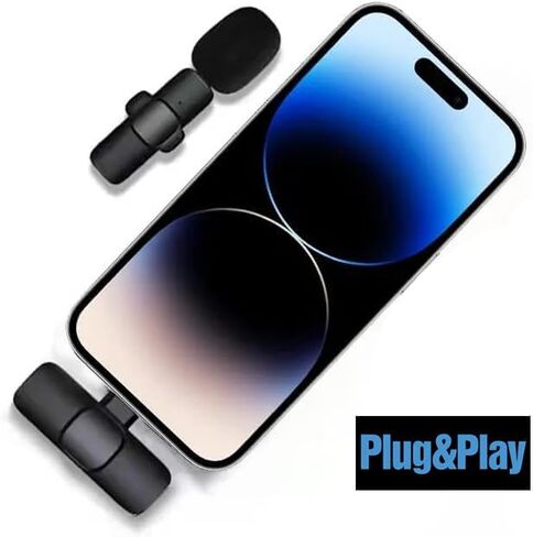 ميكروفون لاسلكي لأجهزة Android، iPhone (new 15)، الكمبيوتر الشخصي، الكمبيوتر المحمول، iPad (USB-C)، الكمبيوتر اللوحي، الكاميرا، التوصيل، تسجيل الفيديو، البث المباشر، تسجيل الفيديو، يوتيوب، مقابلة، Instagram، Facebook، TikTok (حزمة واحدة) ) in Kuwait