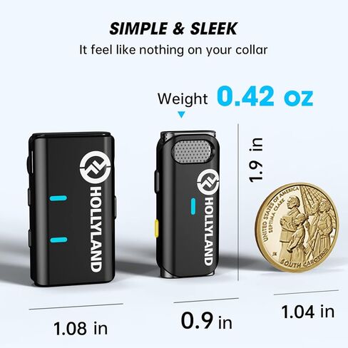 ميكروفون Hollyland Lark M1 اللاسلكي Lavalier، ميكروفون مدمج مع خاصية إلغاء الضوضاء، نطاق 656FT، تسجيل فيديو 8H، متوافق مع iPhone، الكاميرا، Android - بدون حقيبة شحن in Kuwait