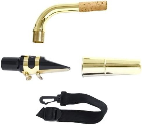 ساكسفون باريتون مسطح من مينديني من سيسيليو MBS-30L+92D مطلي بالنحاس الاصفر المتوسط مع موالف وحافظة برو ديلوكس وقطعة للفم وحزام للرقبة in Kuwait