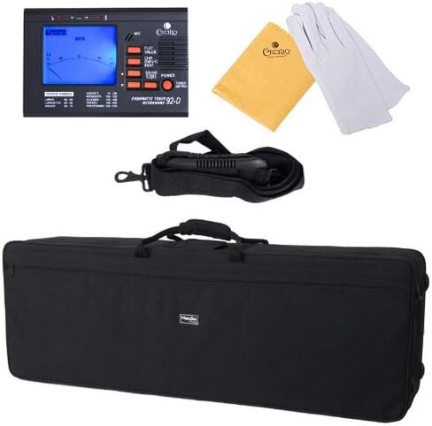 ساكسفون باريتون مسطح من مينديني من سيسيليو MBS-30L+92D مطلي بالنحاس الاصفر المتوسط مع موالف وحافظة برو ديلوكس وقطعة للفم وحزام للرقبة in Kuwait