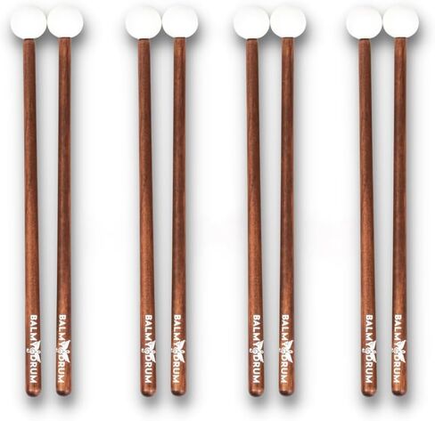 Wooden Drum Sticks with White Rubber, Steel Tongue Drum Mallet Percussion Instruments Parts 9 Inches Long for Beginners and Professionals in Saudi Arabia