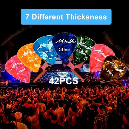 جيتار 42 قطعة من موريز مع سمك 0.46 0.58 0.71 0.81 0.96 1.20 1.50 مم للأكوأكوأكوستيك والكلاسيكي والكهرباء والغيتار مع 2 حاملي ريش in Kuwait