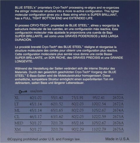 مجموعة أوتار جيتار باس من الفولاذ الأزرق من Dean Markley NPS مكونة من 4 أوتار، 50-105 جيتار باس متوسط ​​4 أوتار، أوتار باس فولاذية معالجة بالتبريد مع نغمة غنية دافئة، صنع في الولايات المتحدة الأمريكية in Kuwait