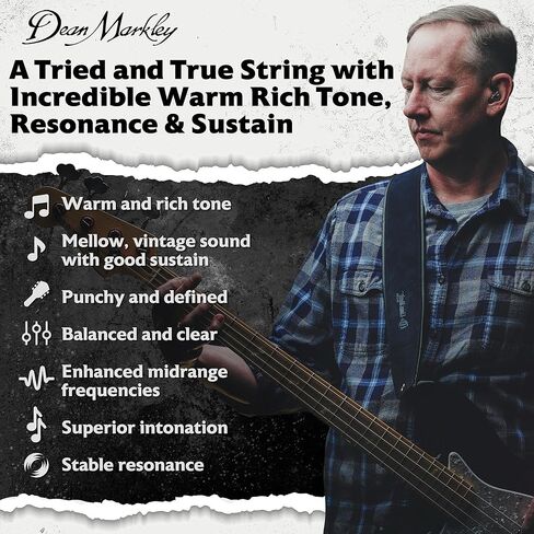 مجموعة أوتار جيتار باس من الفولاذ الأزرق من Dean Markley NPS مكونة من 4 أوتار، 50-105 جيتار باس متوسط ​​4 أوتار، أوتار باس فولاذية معالجة بالتبريد مع نغمة غنية دافئة، صنع في الولايات المتحدة الأمريكية in Kuwait