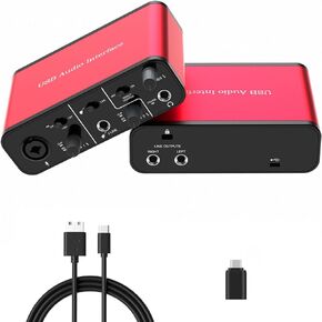 واجهة الصوت Dacimora 2i2 USB مع طاقة فانتوم 48 فولت 24 بت/192 كيلو هرتز التوصيل والتشغيل لتسجيل البث الصوتي وتسجيل الأغاني وتدفق واجهة الصوت XLR in Kuwait