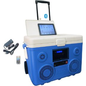 مبرد KoolMAX مع نظام مكبر صوت بلوتوث، صندوق Boombox 350 وات، مبرد 40 كيو تي، قابل لإعادة الشحن، محطة طاقة ولاعة سجائر السيارة USB 12 فولت، مضخم صوت الجيتار، راديو، آلة PA، كاريوكي، أزرق in Saudi Arabia