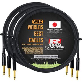 3 وحدات - 5 أقدام - دواسات، مؤثرات ورقعة كبل آلة الغيتار مصنوع خصيصًا من قبل WORLDS BEST CABLES - صنع باستخدام أسلاك موغامي 2524 ونيوترك ريان NYS224BG ذهبي 1.4 بوصة (6.35 مم) TS المقابس in Kuwait