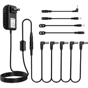 AZOR 9V Pedal Power Supply Adapter with 5 Way Daisy Chain Cables Fit for 9V DC 1A (1000mA) Negative Tip Guitar Effect Pedal in Kuwait