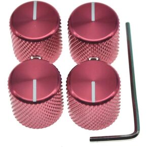4pcs Aluminium Guitar/Bass Knobs Volume/Tone Control Knob 1/4" Metal Universal Potentiometer Pot Knobs with Set Screw and Indicator for Tele/Telecaster/P Bass Silver in Saudi Arabia