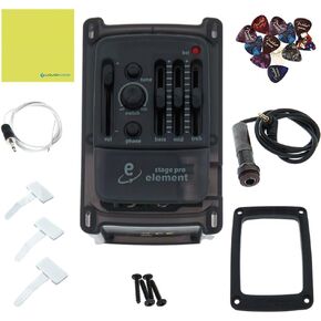 LR Baggs StagePro Element Advanced Undersaddle Pickup with Unrivaled Dynamic Range Bundle w/ 12x Fender Picks and Liquid Audio Polishing Cloth in Kuwait