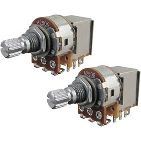 FLEOR 2pcs Push Pull Guitar Pots 18mm Split Shaft A250K Audio Taper Guitar Potentiometers