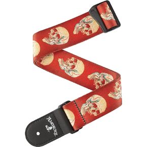 D'Addario Accessories Leather Guitar Strap - Guitar Accessories - Electric Guitar Strap, Acoustic Guitar Strap, Acoustic Electric Guitar Strap & Bass Guitar Strap - Alchemy - Green Skull