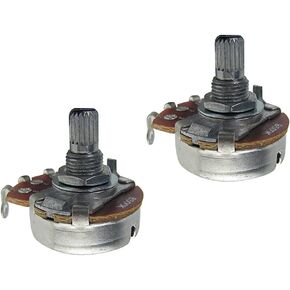 FLEOR 2pcs A500K Guitar Pots L18mm Shaft Audio Taper Volume Guitar Potentiometer, Golden Color