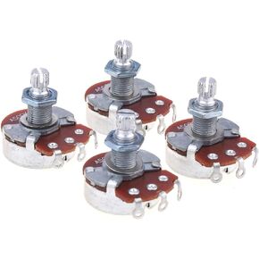 Alpha Full Metric Size A250K Guitar Pots Audio Taper Split Shaft Potentiometers for Electric Guitar/Bass (Set of 4)