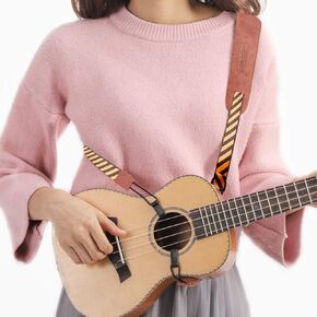 Double Hook Ukulele Shoulder Strap,No Drilling for Concert Soprano Tenor Baritone Classical Guitar -Clip on J Hook Hands Free Ukulele Shoulder Strap Punch Free for Kids and Adult(black orange) in Kuwait